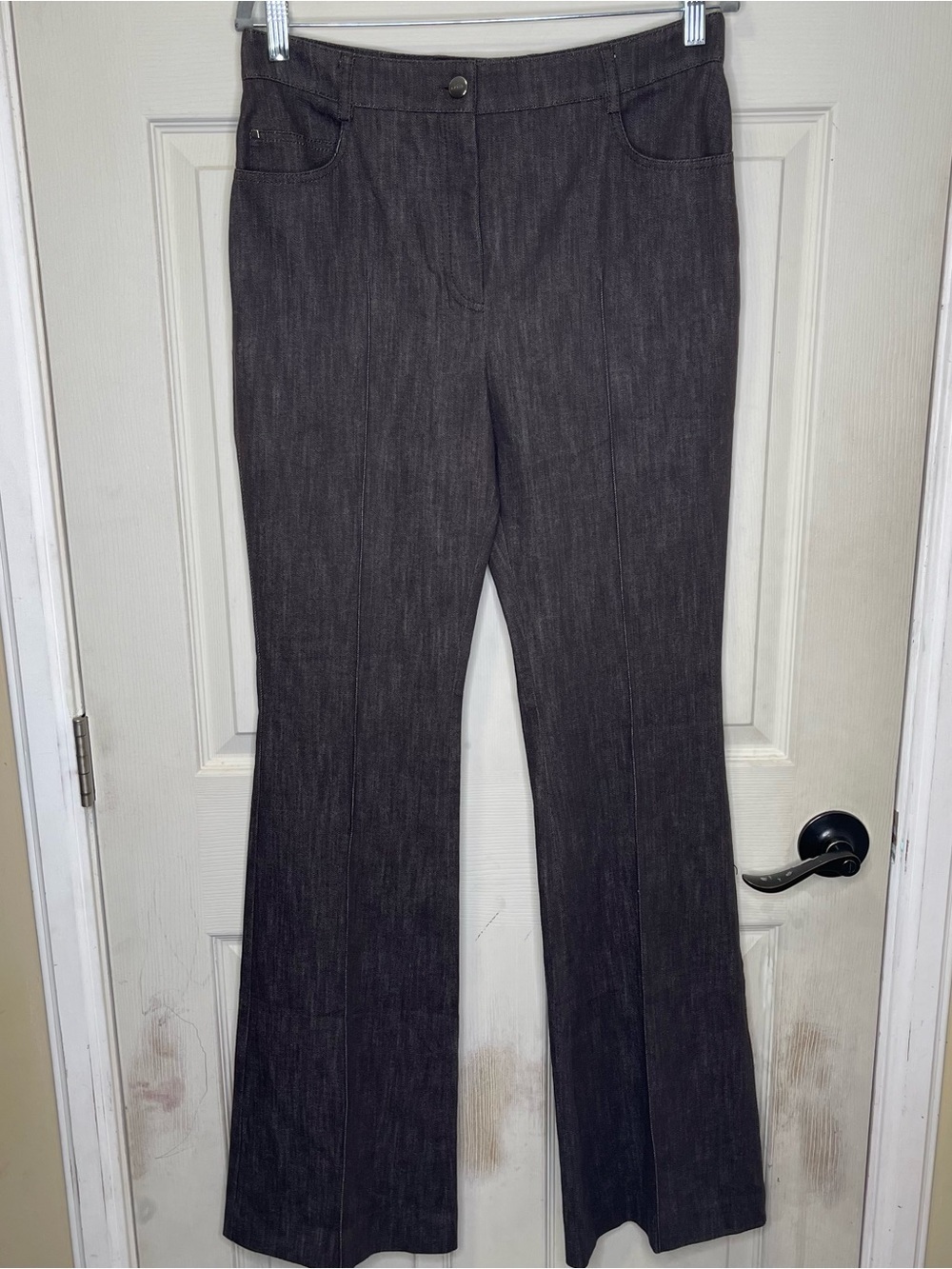 Akris Farid High-Rise Stretch Seamed Flare Jeans In Mocha Sz 8